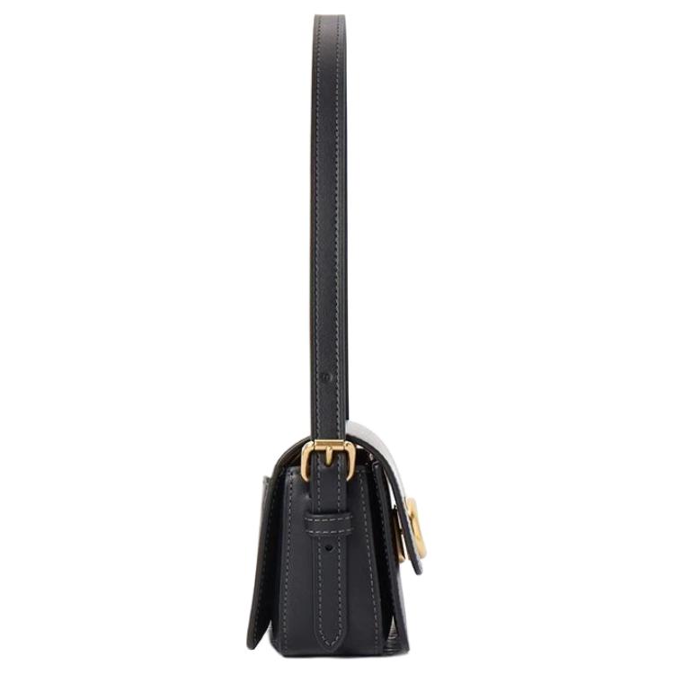 Coach Logo Leather Shoulder Tote Bag Small Women Handbags Black CAM18-B4BK