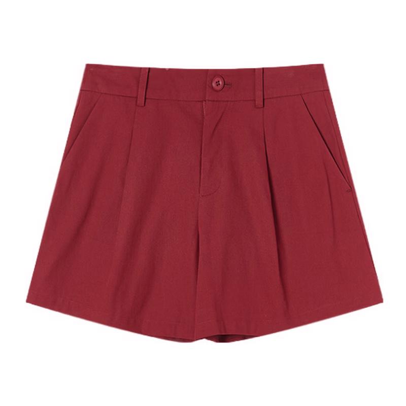 Xiangying Women's Pure Cotton High-Waist Wide-Leg Shorts