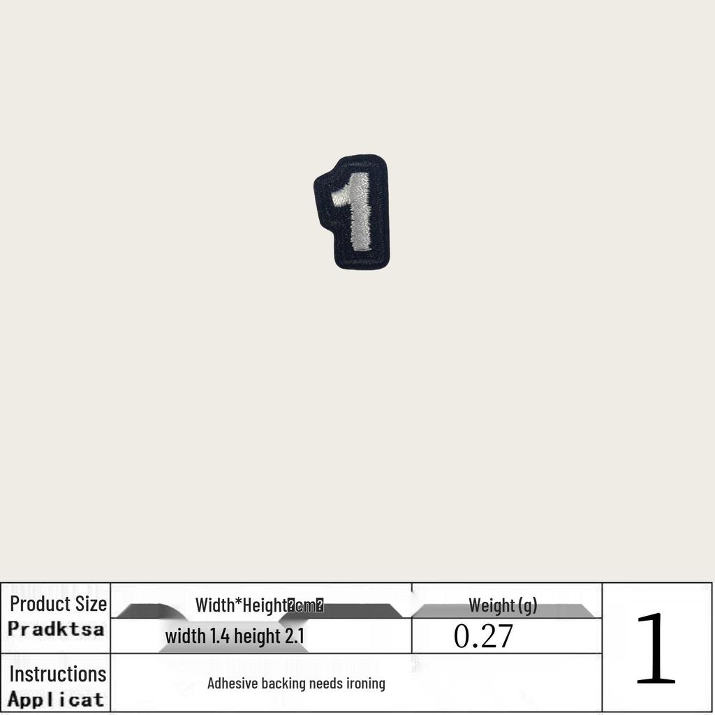 White 0-9 Iron-on Embroidered Number Patches for Clothing