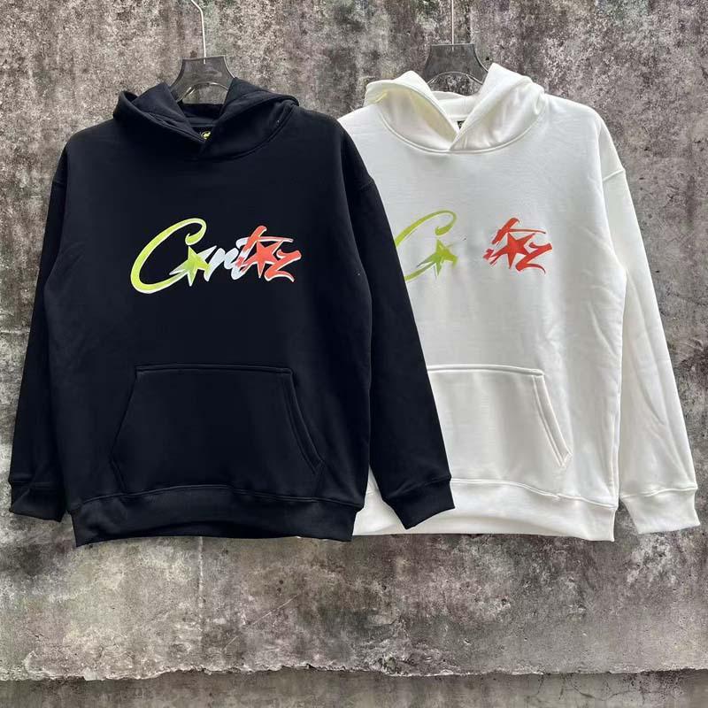 Mens Oversized Hooded Sweatshirt With Distressed Letter Print Cotton Blend Loose Fit Casual Streetwear
