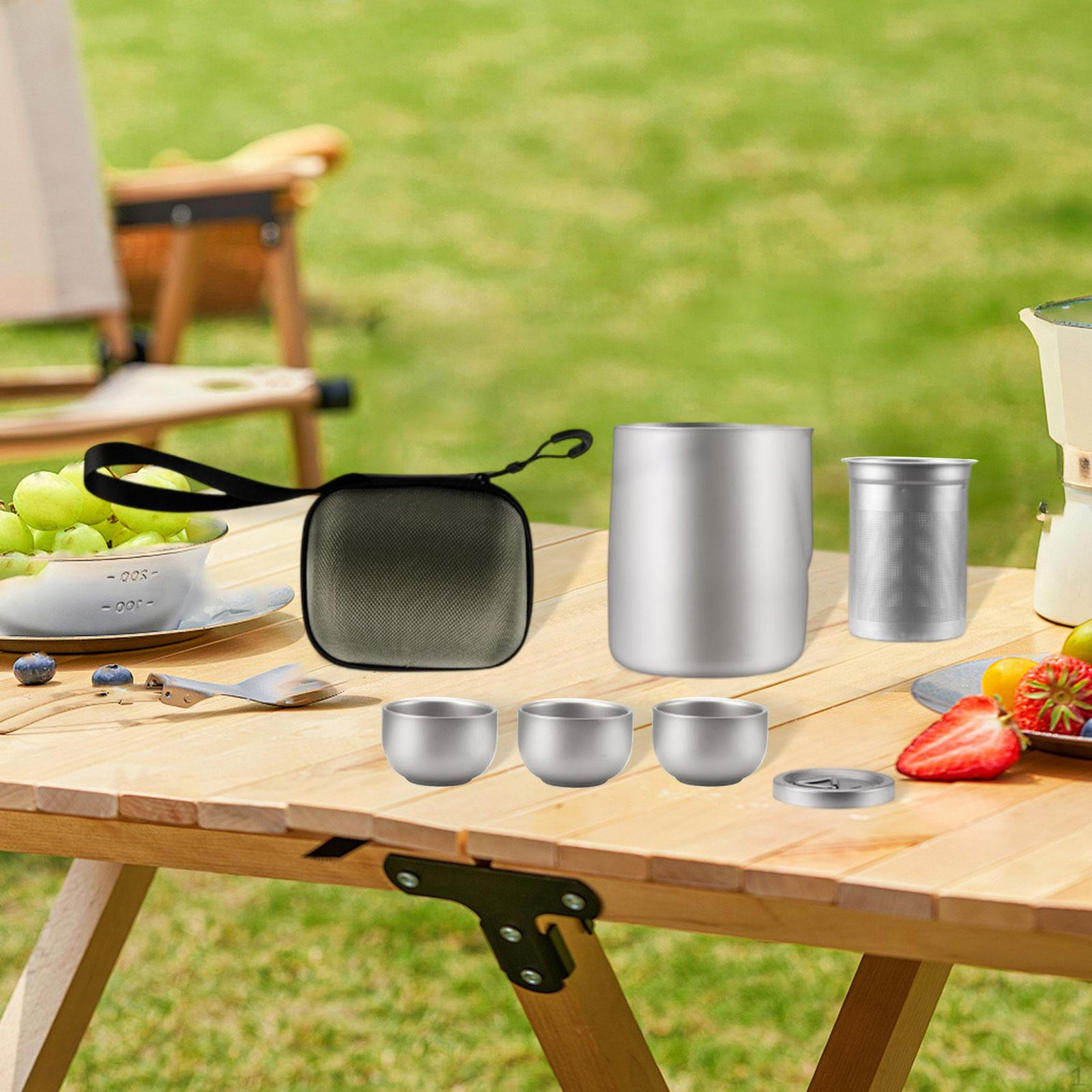 

Tea Set, Travel Teapot, Gift with Carrying Case, Lightweight, Traditional, Cups, -Teapot for