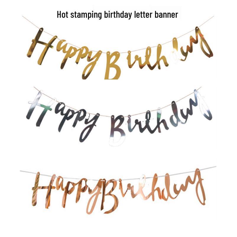 Birthday Letter Banner: Gold, Silver & Rose Gold Hot-Stamped Letters for Adult & Children’s Celebrations and Wedding Decor