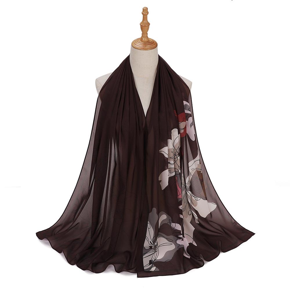New Designs Printed Hijab Chiffon Scarfs For Women Scarves Muslim Fashion Turbans Malaysian Muslim Hijabs Wraps Ramadan Turban