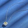 Gelbe Diamant-Halskette aus 925er-Sterlingsilber für Damen, quadratische, abgeschrägte 7 * 7-Schlüsselbeinkette mit Diamanten mit hohem Kohlenstoffgehalt