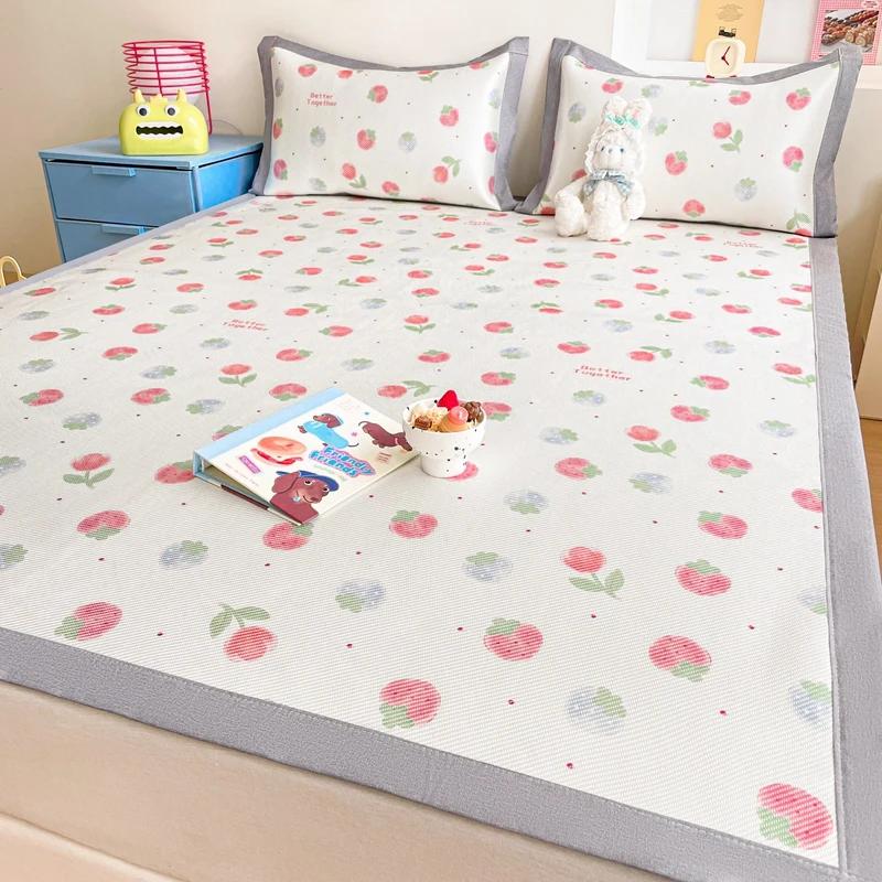 Premium End Animated Ice Silk Bed Mat Summer Cool Down Sleeping Mat Bed Adult Child Washable Cooling Bed Pad and Pillowcases