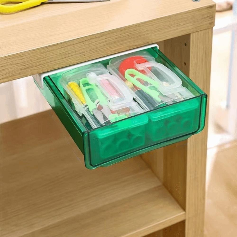 Slide Out Tray Under Desk Drawer Clear Desk Supplies Holder Stationery Storage Tray  Memo Rack