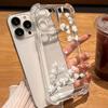 Simple White Flower Pattern Transparent Phone Case Suitable for iPhone 17 16 15 14 13 12 11Pro/Max/Plus Anti Drop and Shockproof