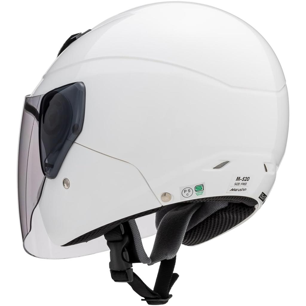 Marushin Motorcycle XL Size 5211 (MARUSHIN) Semi-Jet Helmet, M-520XL, White, (Under 61-62cm),