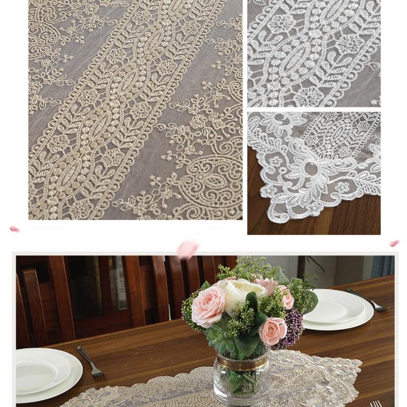 Thailändische Stickerei, koreanische Spitze, Tischflagge, europäische Ästhetik, einfache Stoff-Tischdecke, TV-Schrank, moderne Teetischflagge