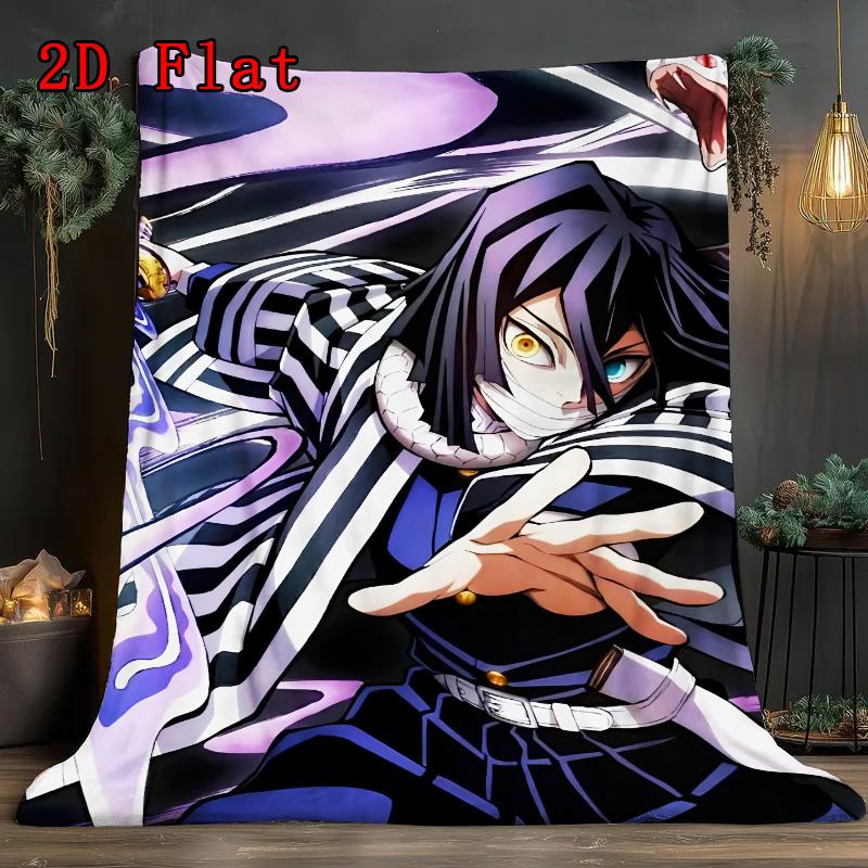 Anime Snake Demon Slayer 2D Flat Pattern Flannel Blanket High quality All Seasons Warmth and Comfort Perfect for Christmas Gifts.MMT0918184