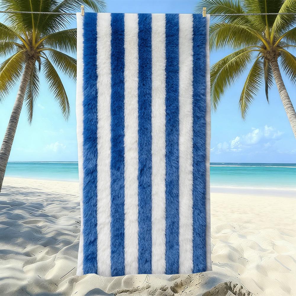 Populaire gestreepte bedrukte strandlaken Sneldrogend Zandvrij Volwassen Zwem Bad Handdoek Microvezel Handdoek