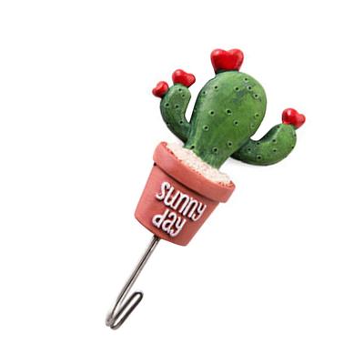 Kitchen Hook Cactus Shape Towel Hanger Resin Stainless Bathroom Wall Storage Hanger