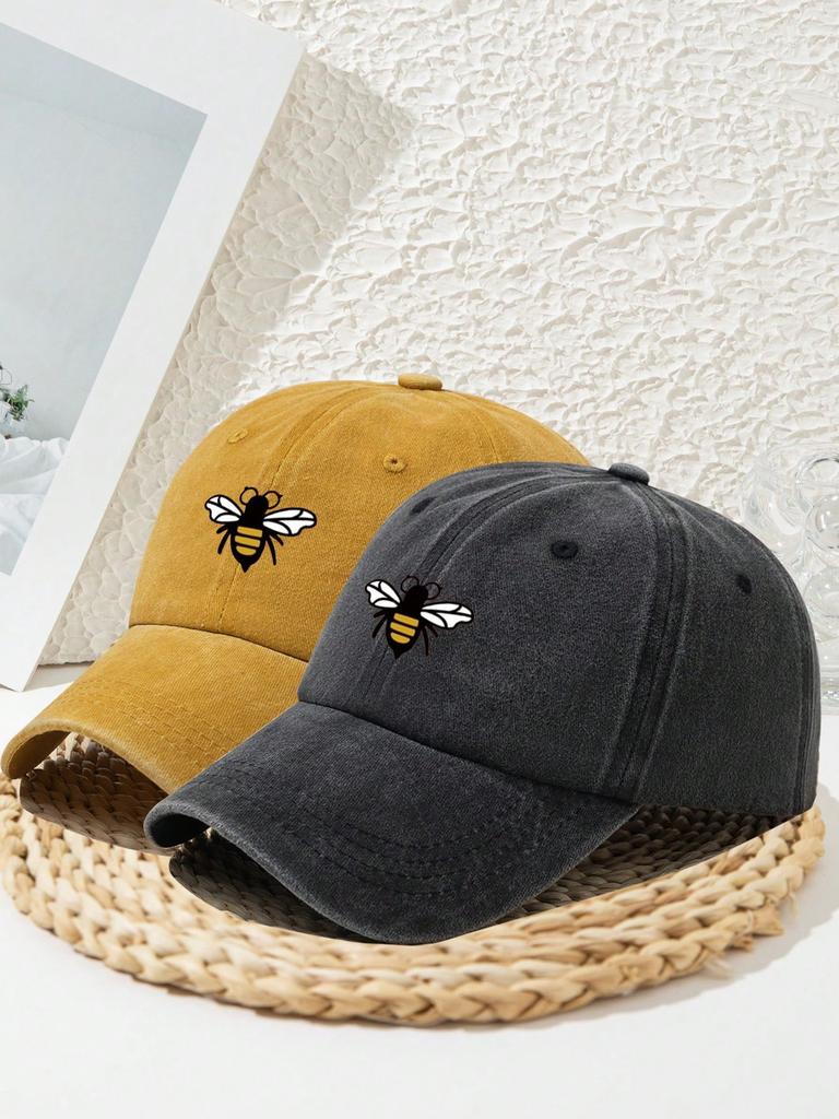 Bee printed baseball caps for men and women, suitable for daily leisure, fashionable and versatile outdoor sun protection hats