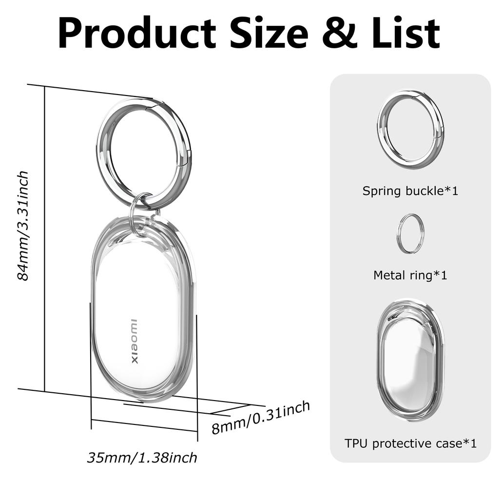 4Pack Waterproof TPU Case For Xiaomi Tag, Full Body Holder Keychain, Anti-Scratch Cover for Xiaomi Tag, Luggage, Pet Collar, Car Key