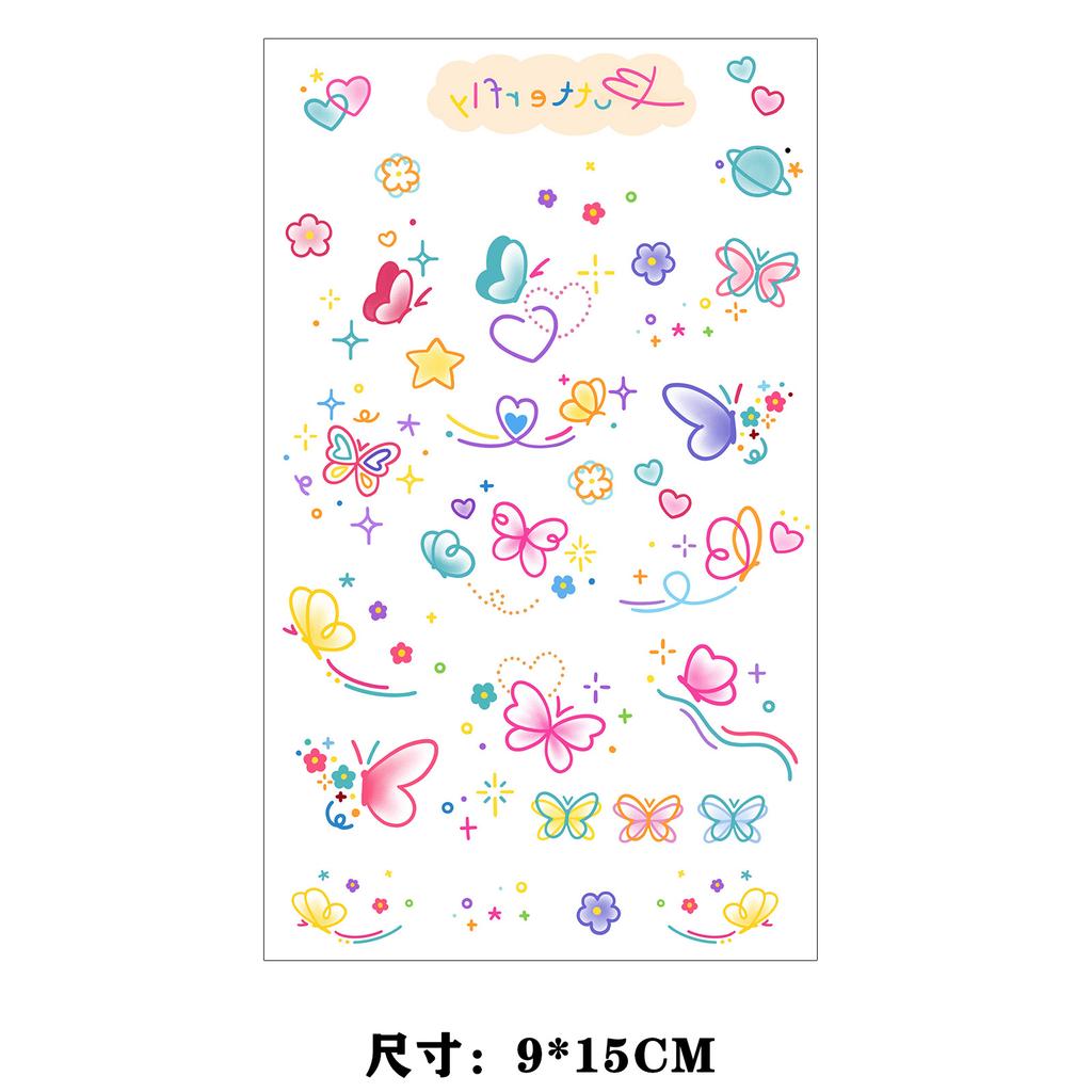 Dopamine Color Butterfly Animal Love Star Fireworks Small Picture Finger Tattoo Sticker