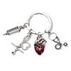 Nurse Keychain Ecg Syringe Metal Pendant Medical Jewelry for Nurses Couple Family Keychain Pendant