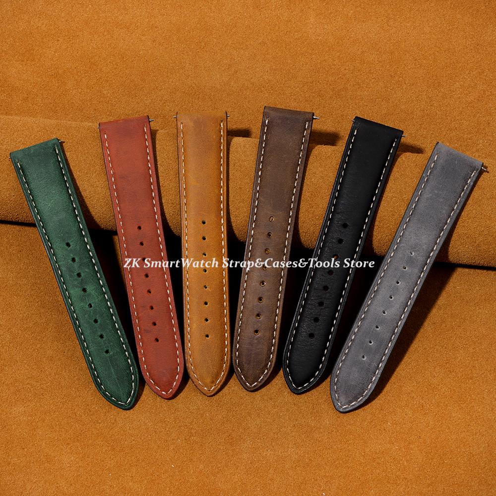 16/18/20/22/24mm Stitching Cowhide Strap for Omega for Wrist Bracelet for Seiko Vintage Leather Watch Band Butterfly Buckle Belt