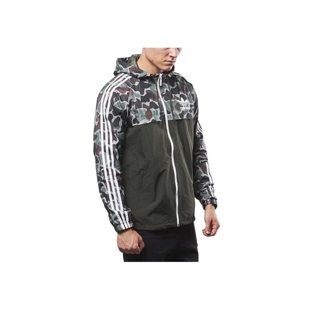 Adidas Originals Logo Soft Comfortable Versatile Hoodie Jacket Men Jacket Black BS4907