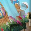 Ostern Gras Kaninchen Tüll Vorhang für Wohnzimmer Sheer Volant Vorhang für Küche Schlafzimmer Fenster Vorhänge
