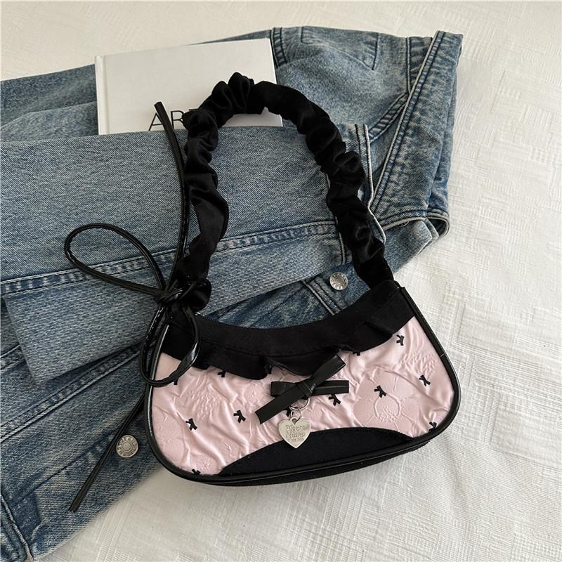 

Plaid Bag Pleated Contrast Color Shoulder Bag Trend Simple Match Single Oulder Slant Cross Bag Commuter Small Square Bag