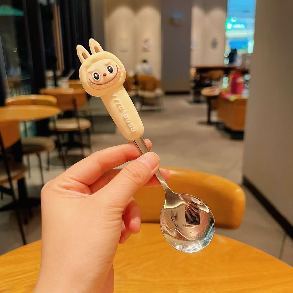 Cute 304 Stainless Steel Forks, Spoons and Chopsticks Cartoon Student and Children's Convenient Tableware Set