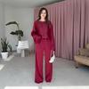 2025 Autumn Women's Batwing Sleeve Top & Loose Pants Set