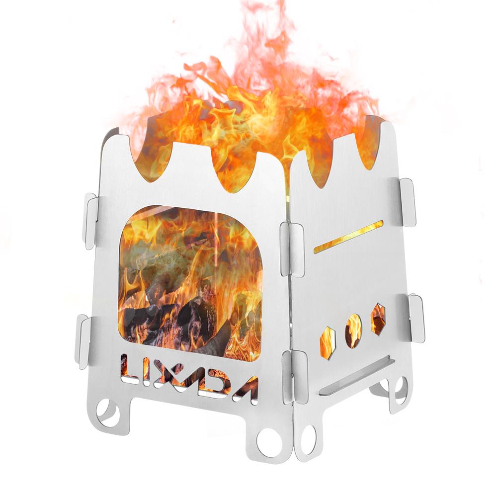 Lixada Titanium Outdoor Camping Stove Portable Ultralight Folding Wood Stove Pocket Stove Camping
