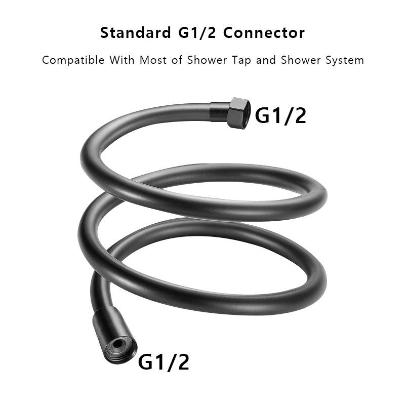 1.5m Flexible PVC Shower Hose G1/2 Connector Durable Anti-Rust Leak-Proof Gray Bathroom Pipe for Handheld Shower Head Accessorie