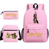 Large Capacity Schoolbag with Shoulder Strap; Student Three-piece Pencil Case Set