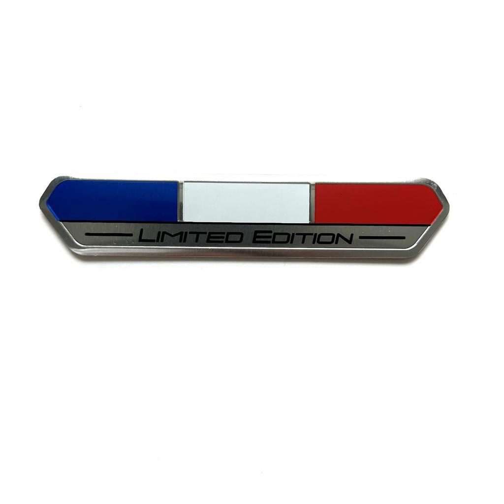 Limitierte Edition Französische Nationalflagge Aluminium Klebeemblem Heckklappenabzeichen Kotflügelaufkleber Karosserieaufkleber Autoemblem