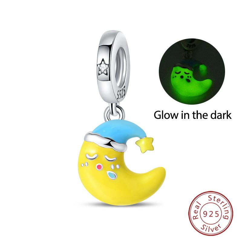 Nightglow Star Moon Pendants Fit Qikaola Bracelets Copper Creative Garden Mushroom Snail Clover Charms Diy Jewelry