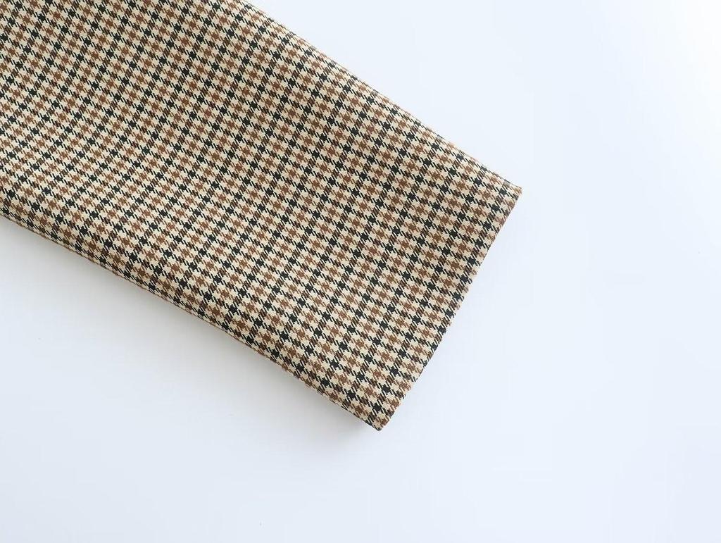 2024 Women's Winter Plaid Double-Breasted Suit Jacket & Straight Skirt - European & American Style