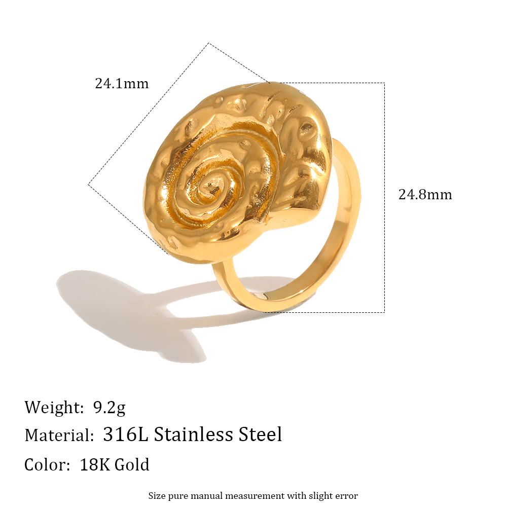 MamacitaSlay 316L Stainless Steel Seashell Conch Ring Necklace 18K Gold Plated Waterproof Casual Beach Jewelry Set For Women