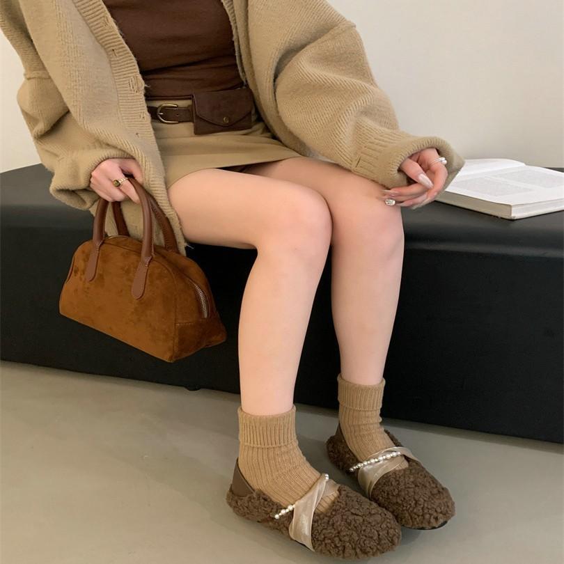 velvet beanie shoes women's autumn and winter cotton boots 2025 new winter velvet cotton shoes one pedal lazy fluffy shoes