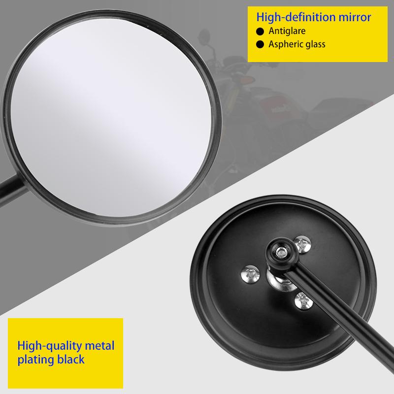 Motorcycle Rearview Side Mirror with 10mm Screws Universal Round Square Retro Modified Motorbike For Honda For