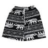 Women Casual Beach Shorts Drawstring Elastic Waist Shorts with Pockets Thai-Inspired Elephant Print Wide Leg Summer Shorts