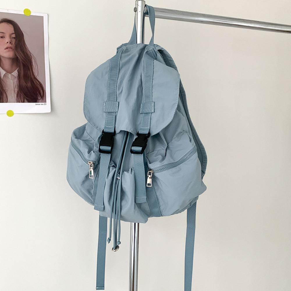 

Нейлоновые рюкзаки на шнурке Легкий студенческий школьный рюкзак Модные присборенные на плече сумки Для улицы синий