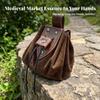 Medieval Waist Bag Antique-Finish Drawstring Pouch with Belt Loop
