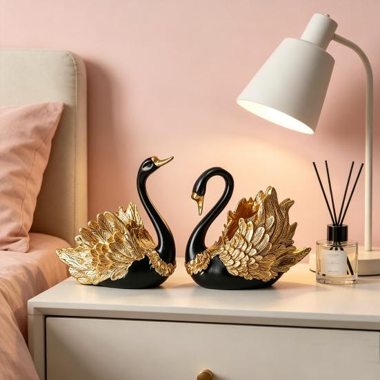 2Pcs Swan Wine Bottle Holder, Countertop Wine Display Stand, Swan Statue Wine Bottle Stand for Kitchen Bar, Wine Rack Decoration for Women Wine Lovers