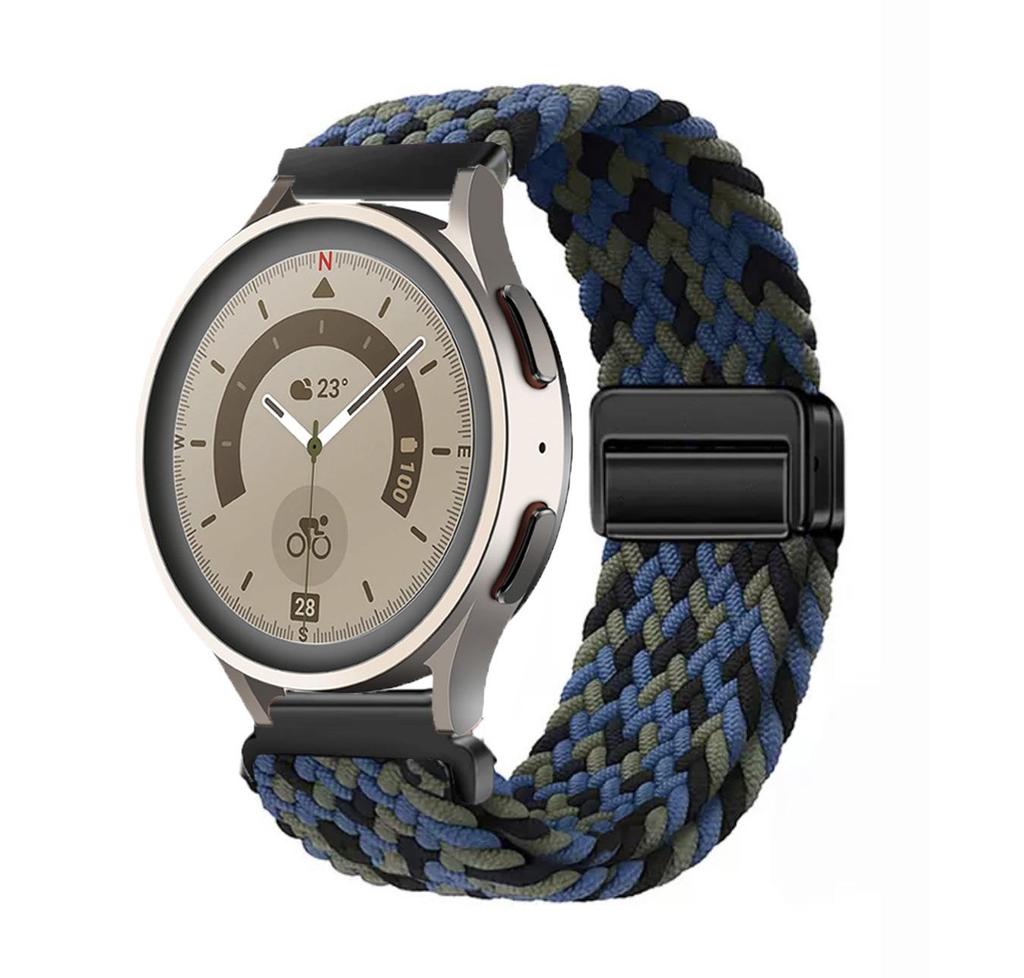 Pulseira Magnética de Nylon Trançado Compatível para Huawei GT4 & Samsung Watch6 (20mm/22mm)