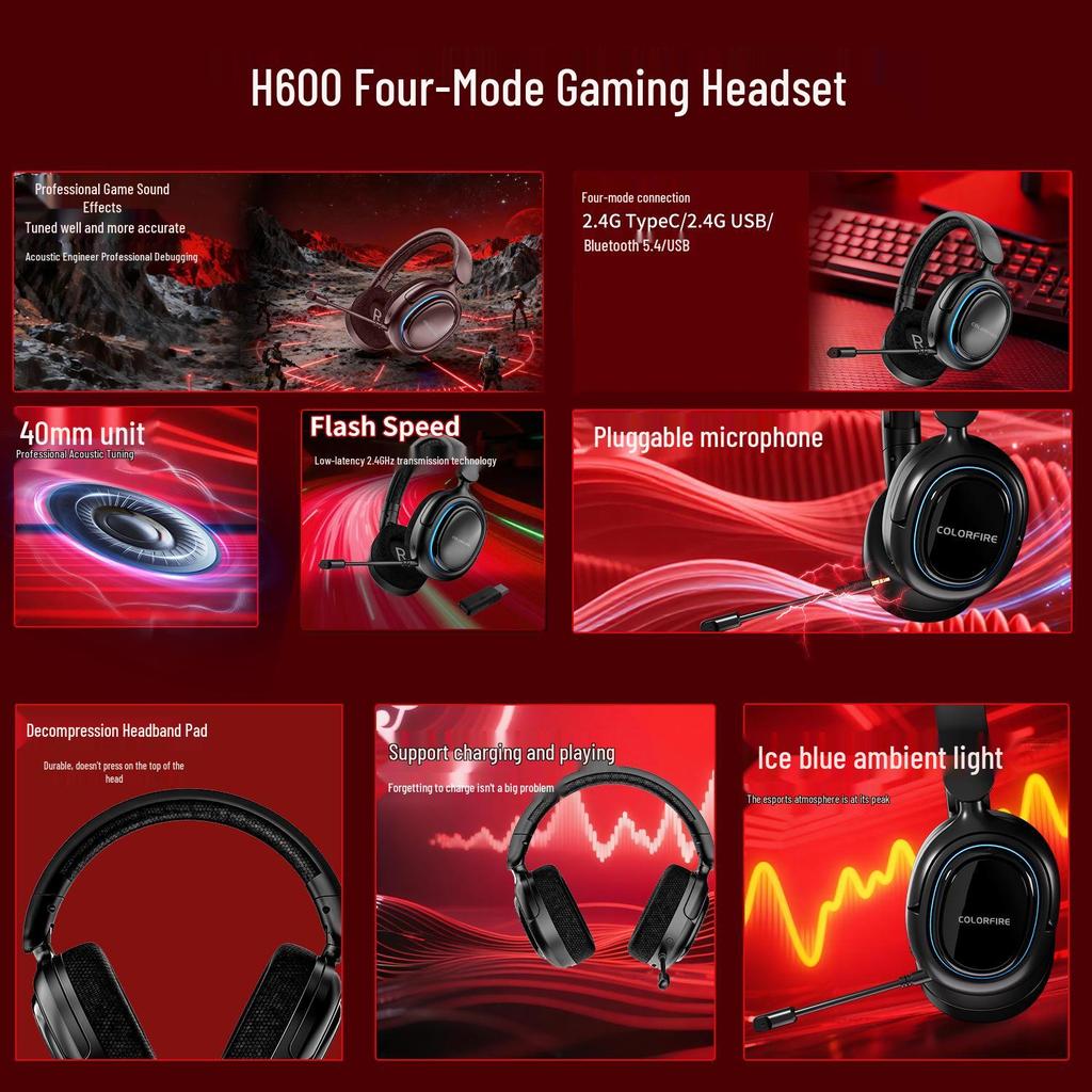 Qiyaihong H600 7.1 Channel Wireless/Wired Gaming Headset with Four Modes