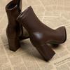 Vintage Pointed Toe Thick Heel Women Ankle Boots New Autumn Winter Female Shoes Street Style Banquet Party Short Botas Mujer