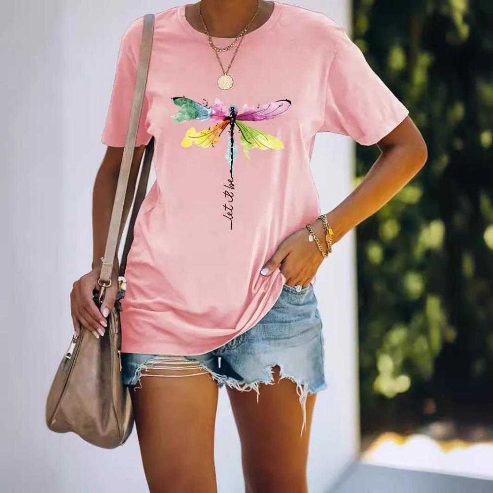 Women's Short Sleeved Dragonfly Top Women's Short Sleeved Summer T-shirt