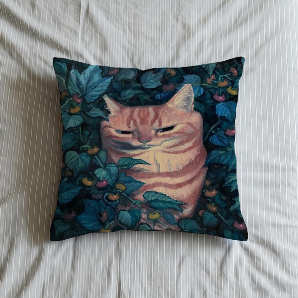 

H-Hosono Cushion Cover Soft Case Sofa Living Cute Room Home Comfortable Office Decor Protective Art Cat K-Karin Pillow 30cmx30cm