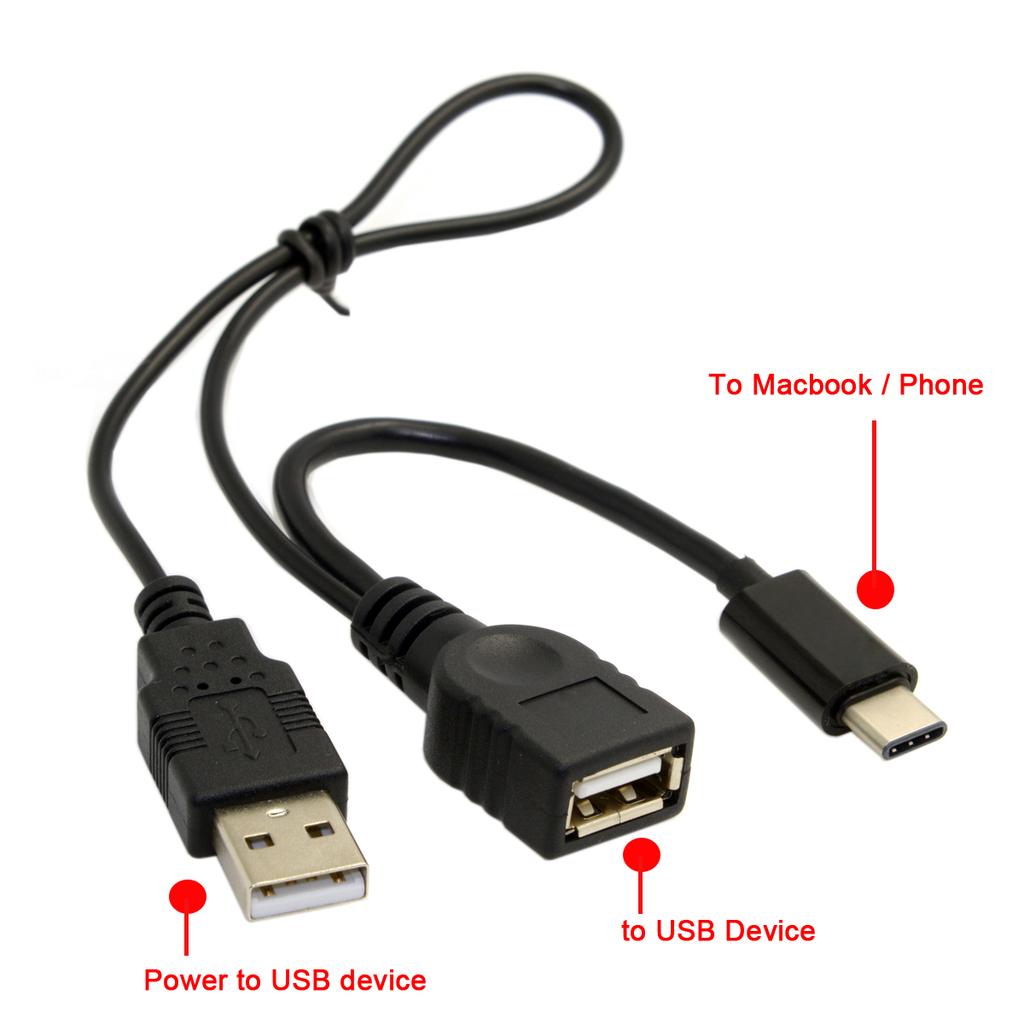 USB 3.1 Type-C To USB 2.0 Female OTG Data Cable with Extral Power