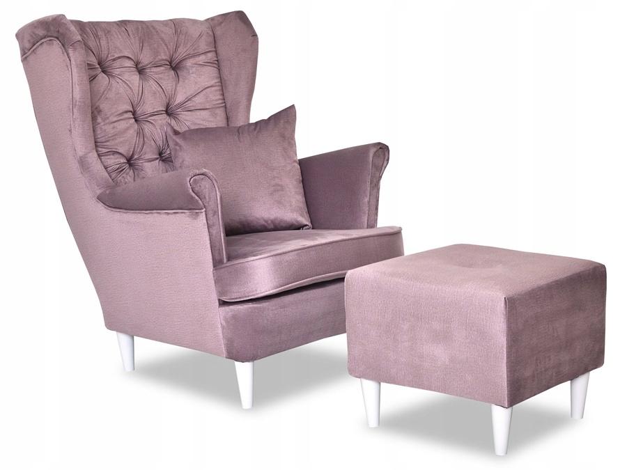 Fotel uszak Gaja skandynawski Family Meble lilaróż salon kosmetyczny