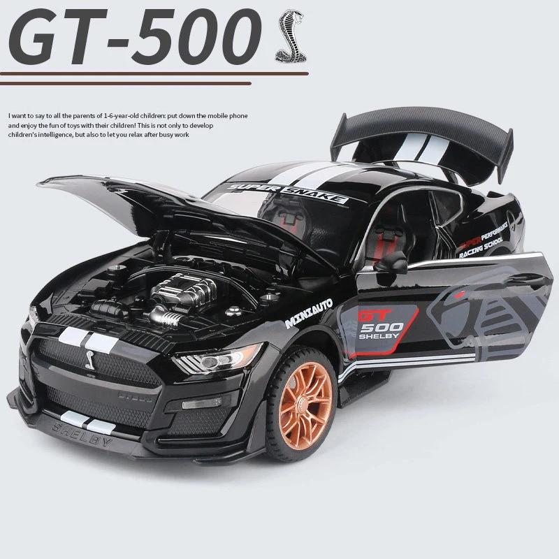 1:32 Ford Mustang Shelby GT500 Alloy Sports Car Model Diecast Metal Car Model Simulation Sound and Light Collection Kid Toy Gift
