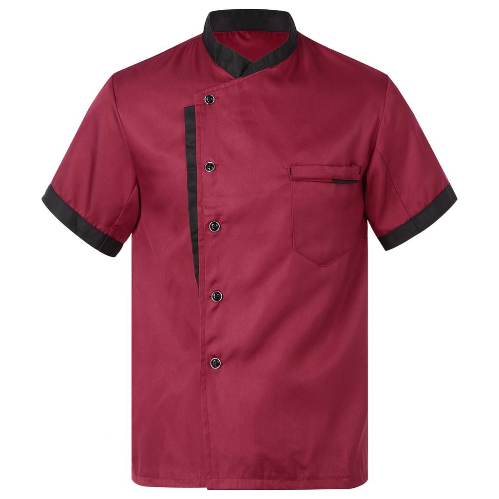 Mens Womens Unisex Short Sleeve Chef Coat Breathable Button Cook Jacket Bakery Canteen Restaurant Hotel Kitchen Uniform