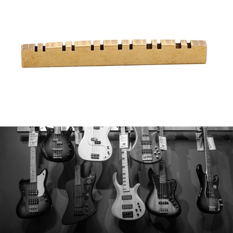12 String Guitar Nut Saddle Brass Premium Pre-Slotted Top Nut Vintage Style Electric Guitar Accessories Flat Bottom
