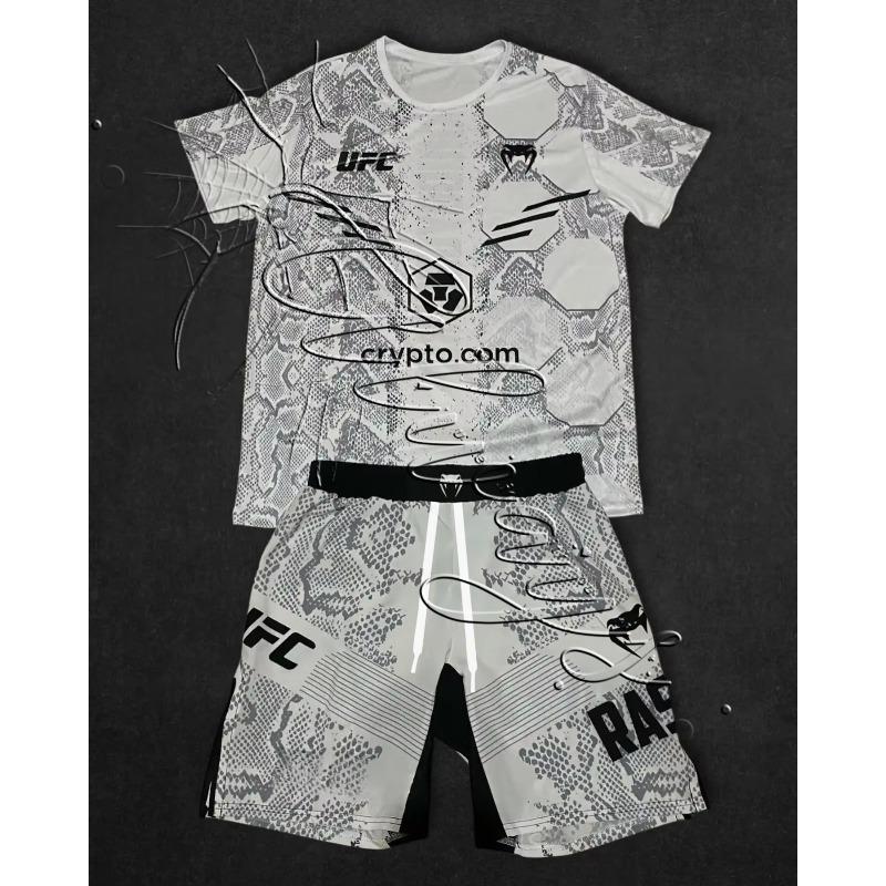 2026 New UFC Fighting Night Battle Training Quick Drying Set Men s Fashion Boxing Suit Jujutsu Fitness Breathable Shorts Set 2XL